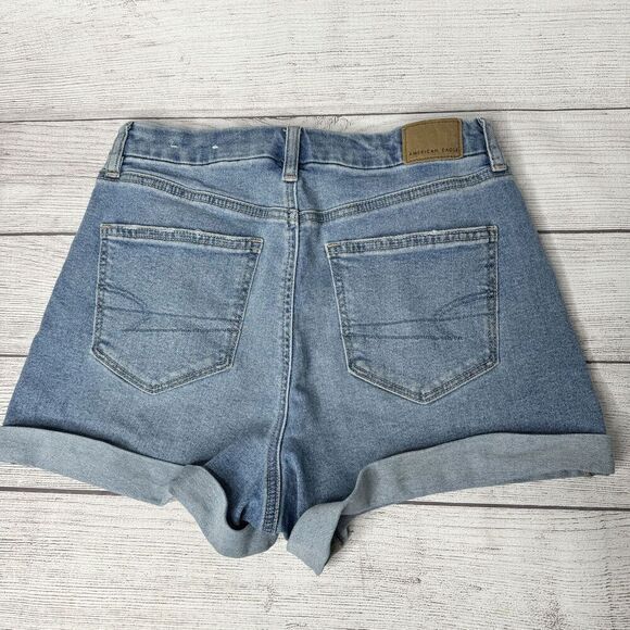 American Eagle Outfitters Curvy Mom Short Cotton Blend Blue women's size 6 - Picture 2 of 5